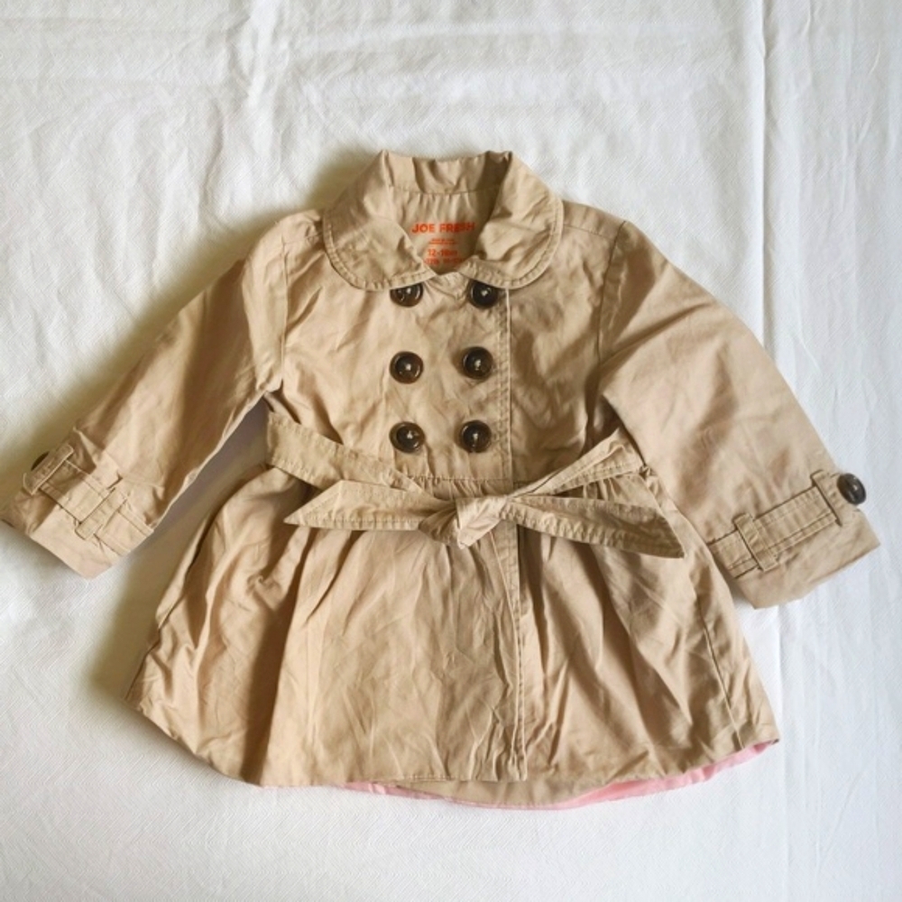 joe fresh double breasted lined trench coat 12-18 months baby toddler girls